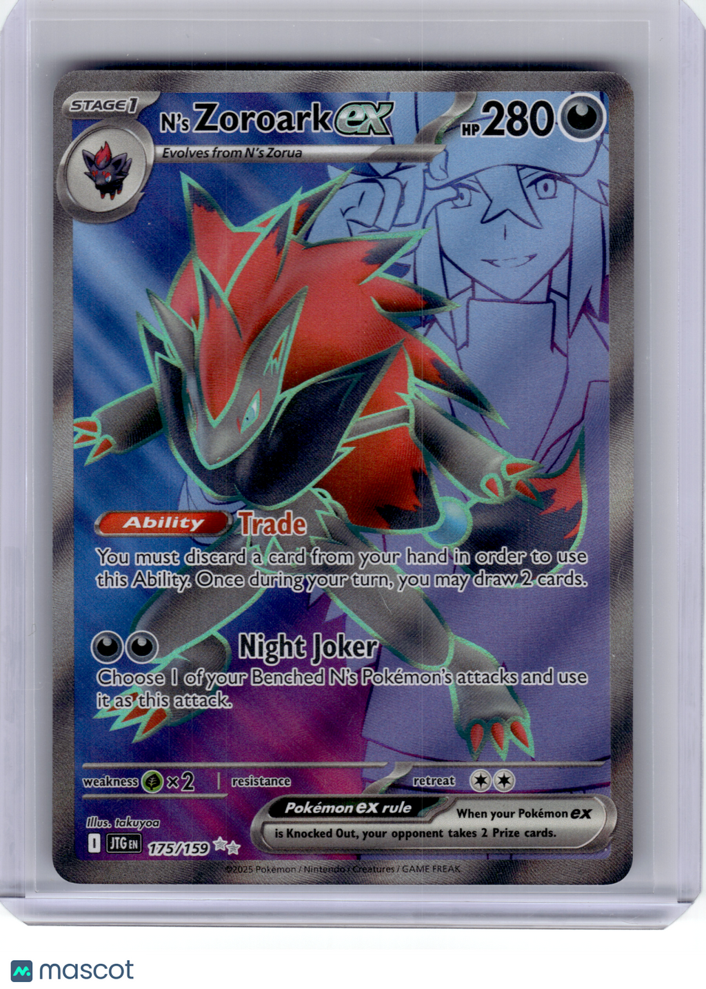 2025 Pokemon—N'S Zoroark EX #175 Journey Together—Ultra Rare Holo