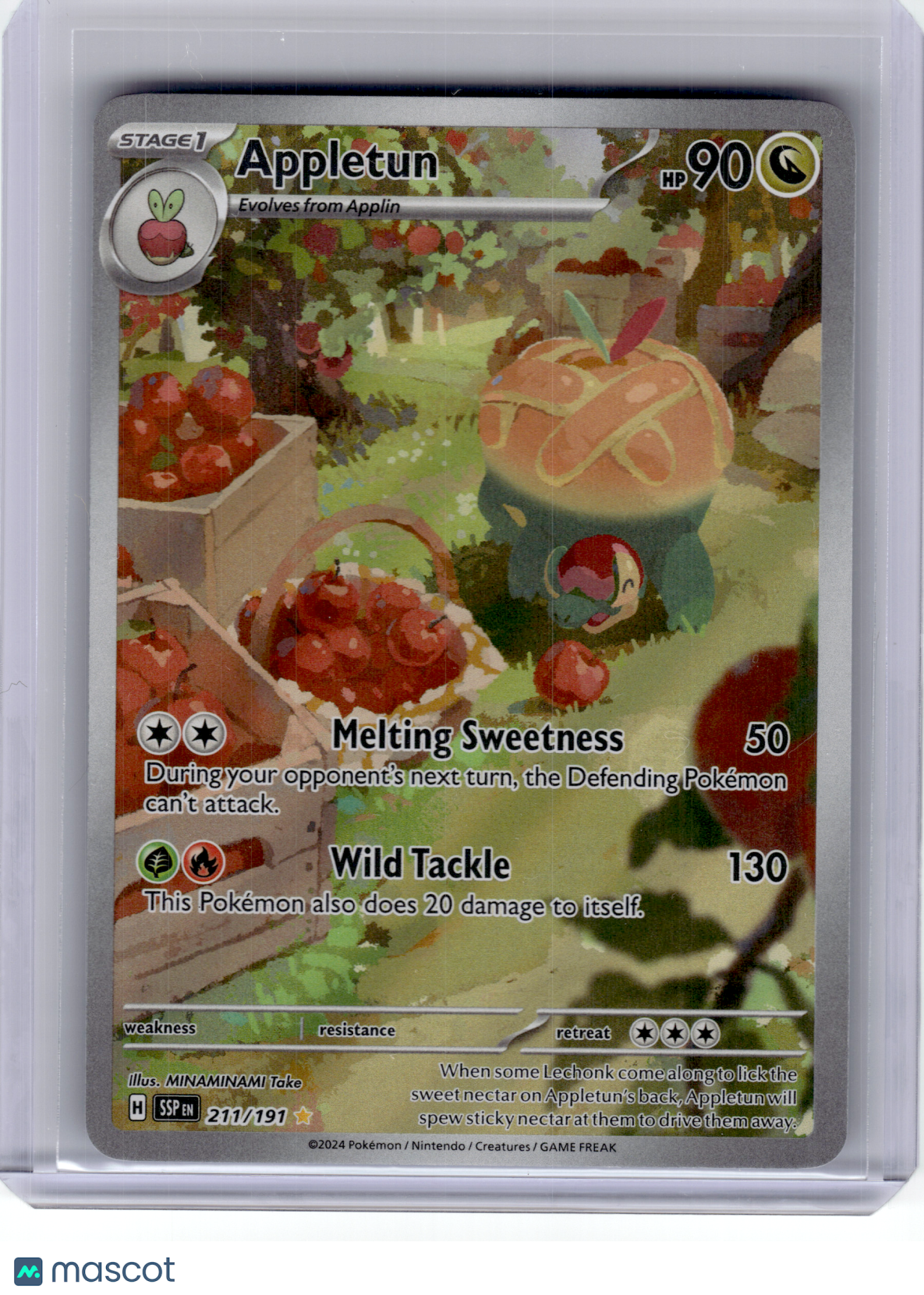 2024 Pokemon—Appletun #211 Surging Sparks—Illustration Rare Holo