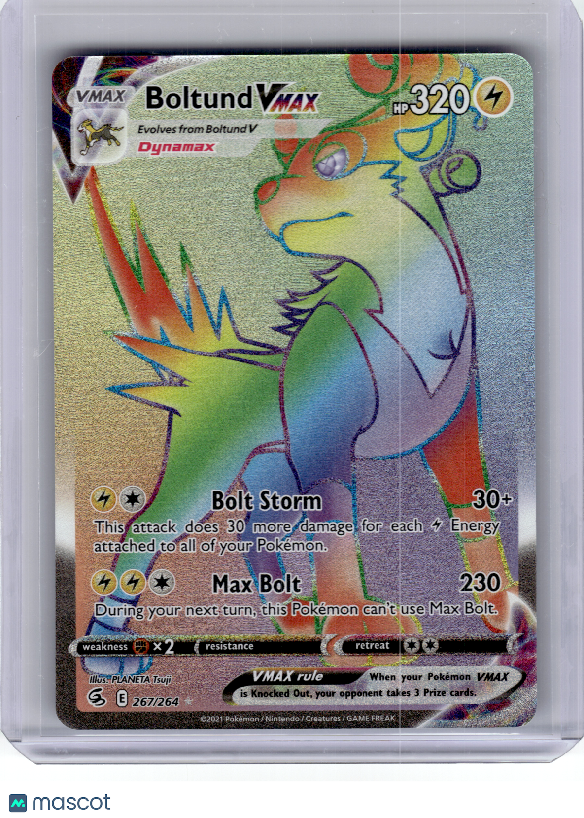 2022 Pokemon—Boltund VMAX #267 Fusion Strike—Secret Rare Holo
