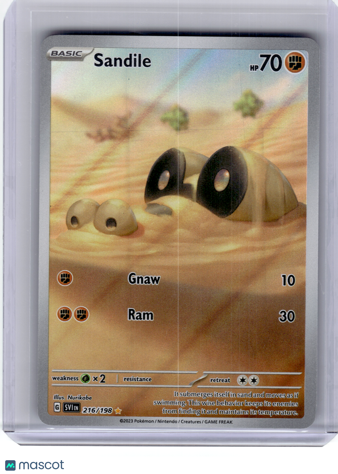 2023 Pokemon—Sandile #216 Scarlet & Violet—Illustration Rare Holo