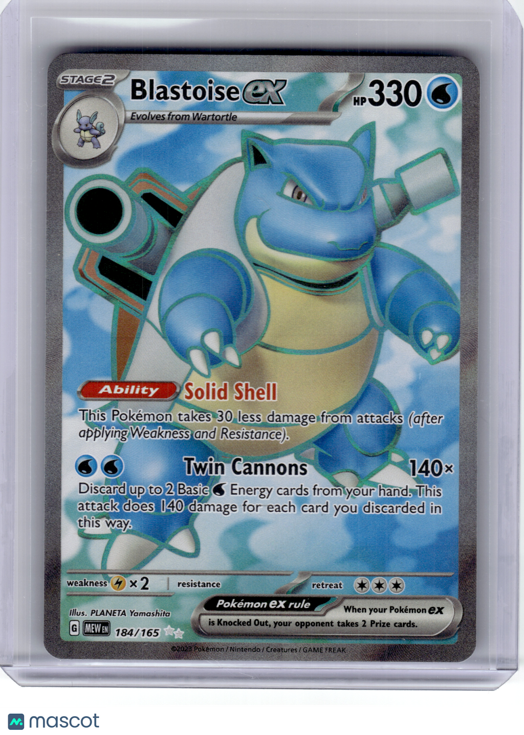 2023 Pokemon—Blastoise EX #184 Scarlet & Violet 151—Ultra Rare Holo
