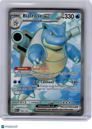 2023 Pokemon—Blastoise EX #184 Scarlet & Violet 151—Ultra Rare Holo