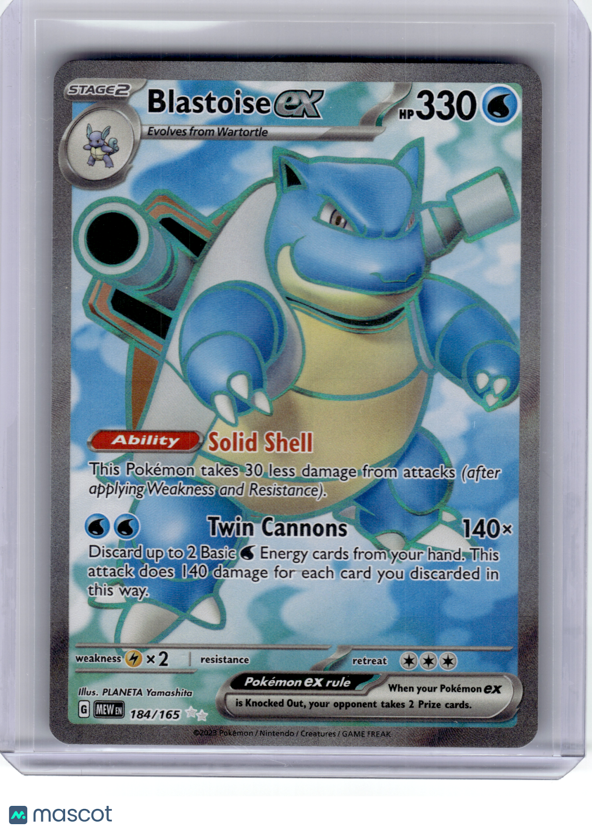 2023 Pokemon—Blastoise EX #184 Scarlet & Violet 151—Ultra Rare Holo