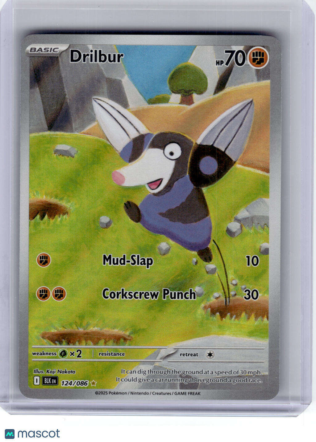 2025 Pokemon—Drilbur #124 Black Bolt—Illustration Rare Holo