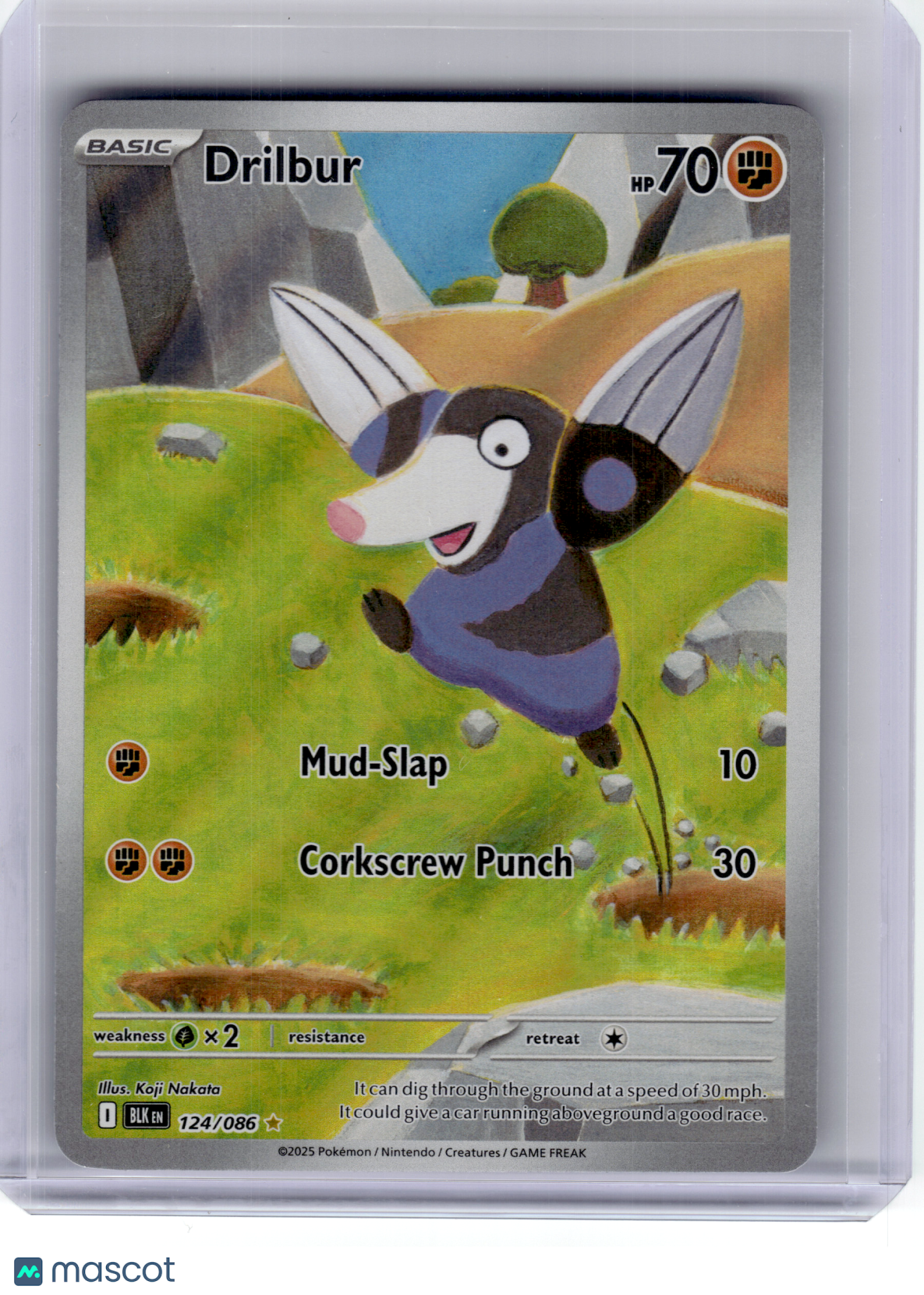 2025 Pokemon—Drilbur #124 Black Bolt—Illustration Rare Holo