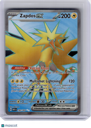 2023 Pokemon—Zapdos EX #192 Scarlet & Violet 151—Ultra Rare Holo