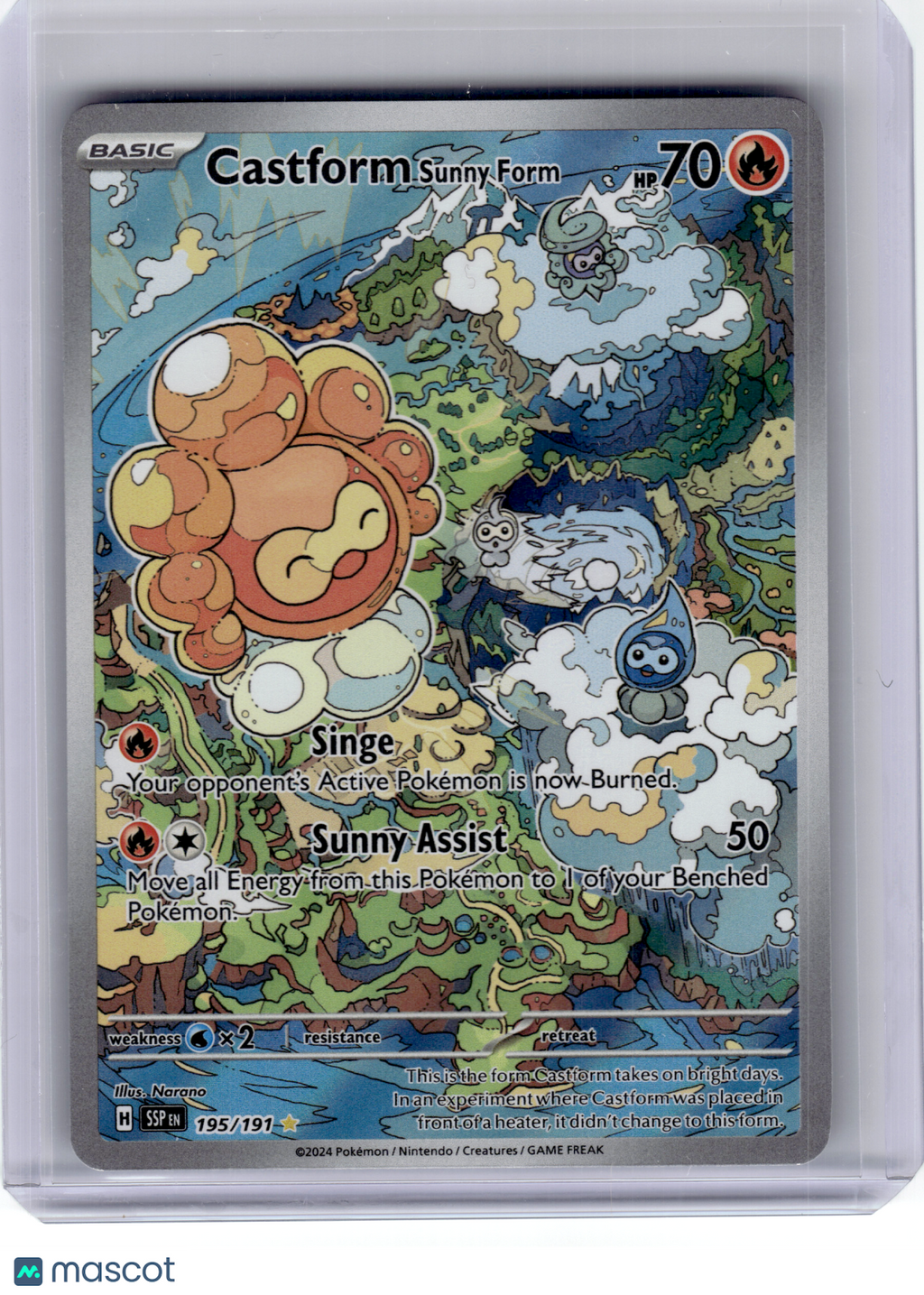 2024 Pokemon—Castform Sunny Form #195 Surging Sparks—Illustration Rare Holo