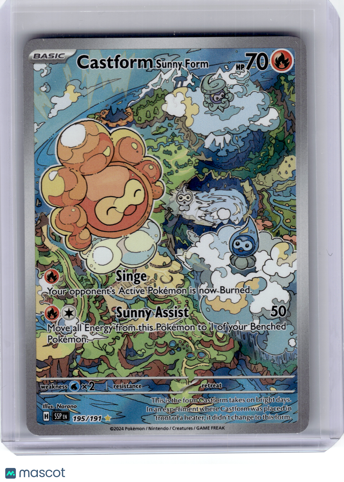 2024 Pokemon—Castform Sunny Form #195 Surging Sparks—Illustration Rare Holo