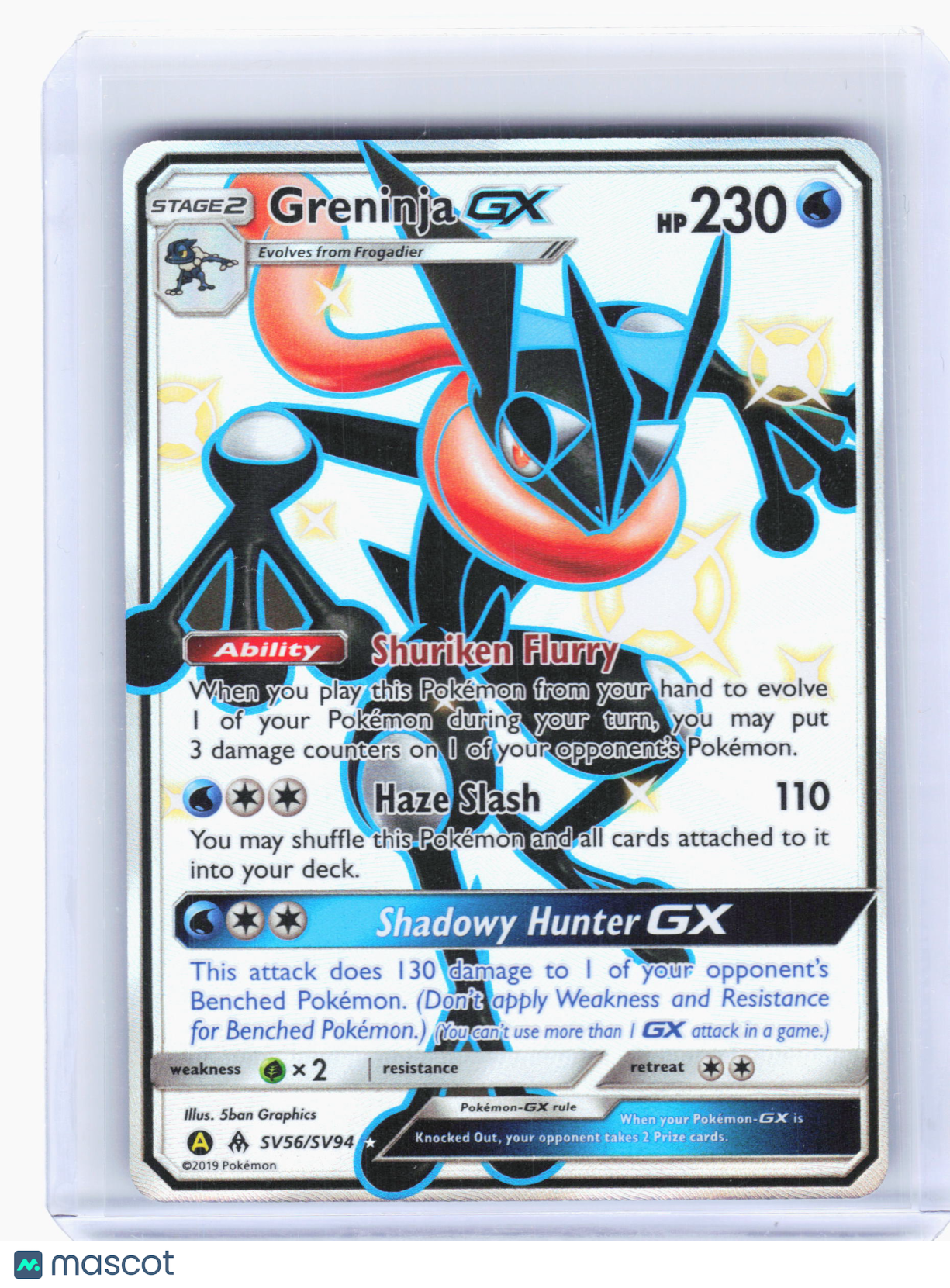 2019 Pokemon—Greninja GX #SV56 Hidden Fates: Shiny Vault—Shiny Holo Rare [LP]