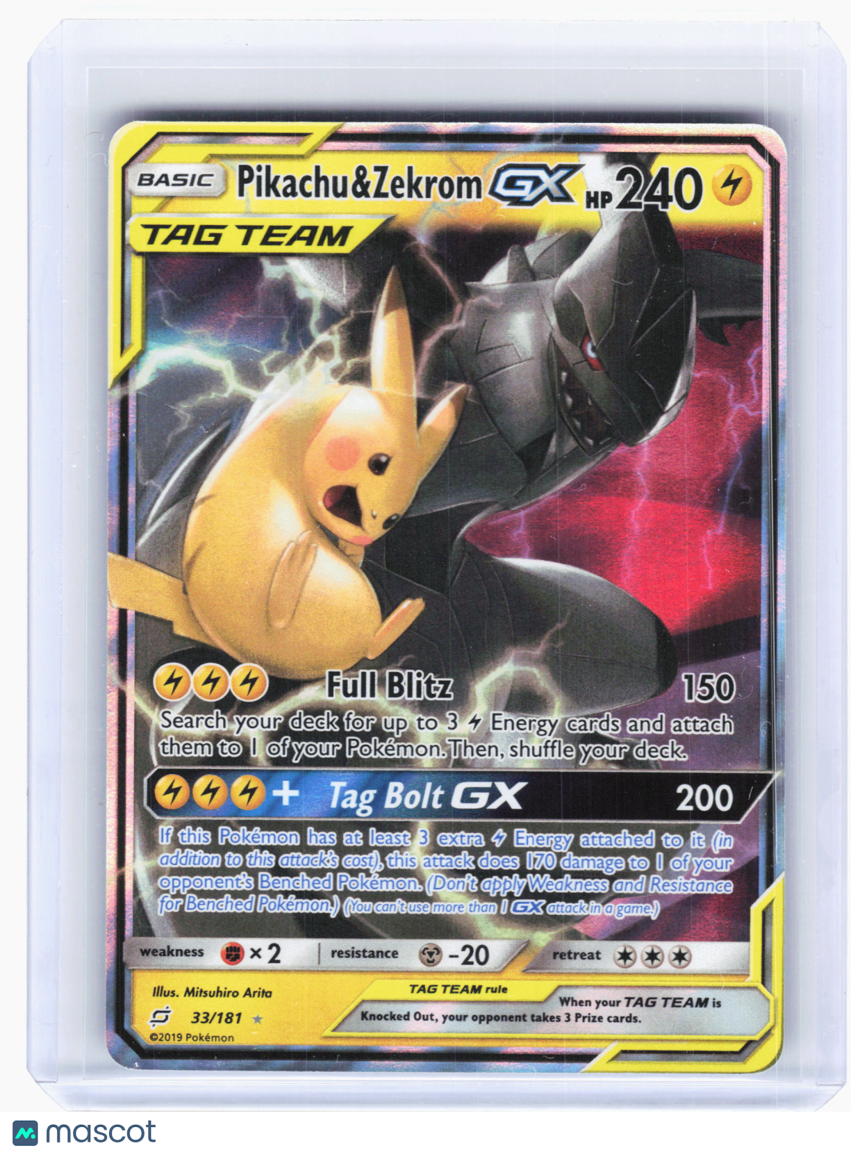 2019 Pokemon—Pikachu & Zekrom GX #33 Team Up—Ultra Rare Holo [Lightly Played]