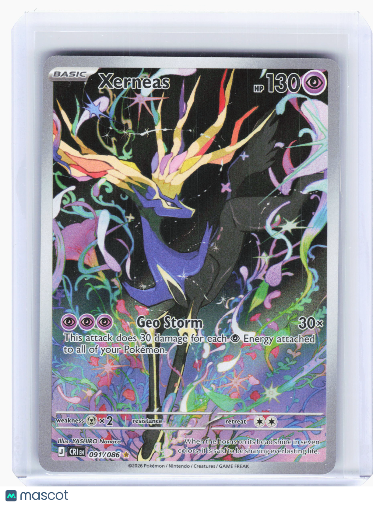 2026 Pokemon—Xerneas #91 Chaos Rising—Illustration Rare Holo