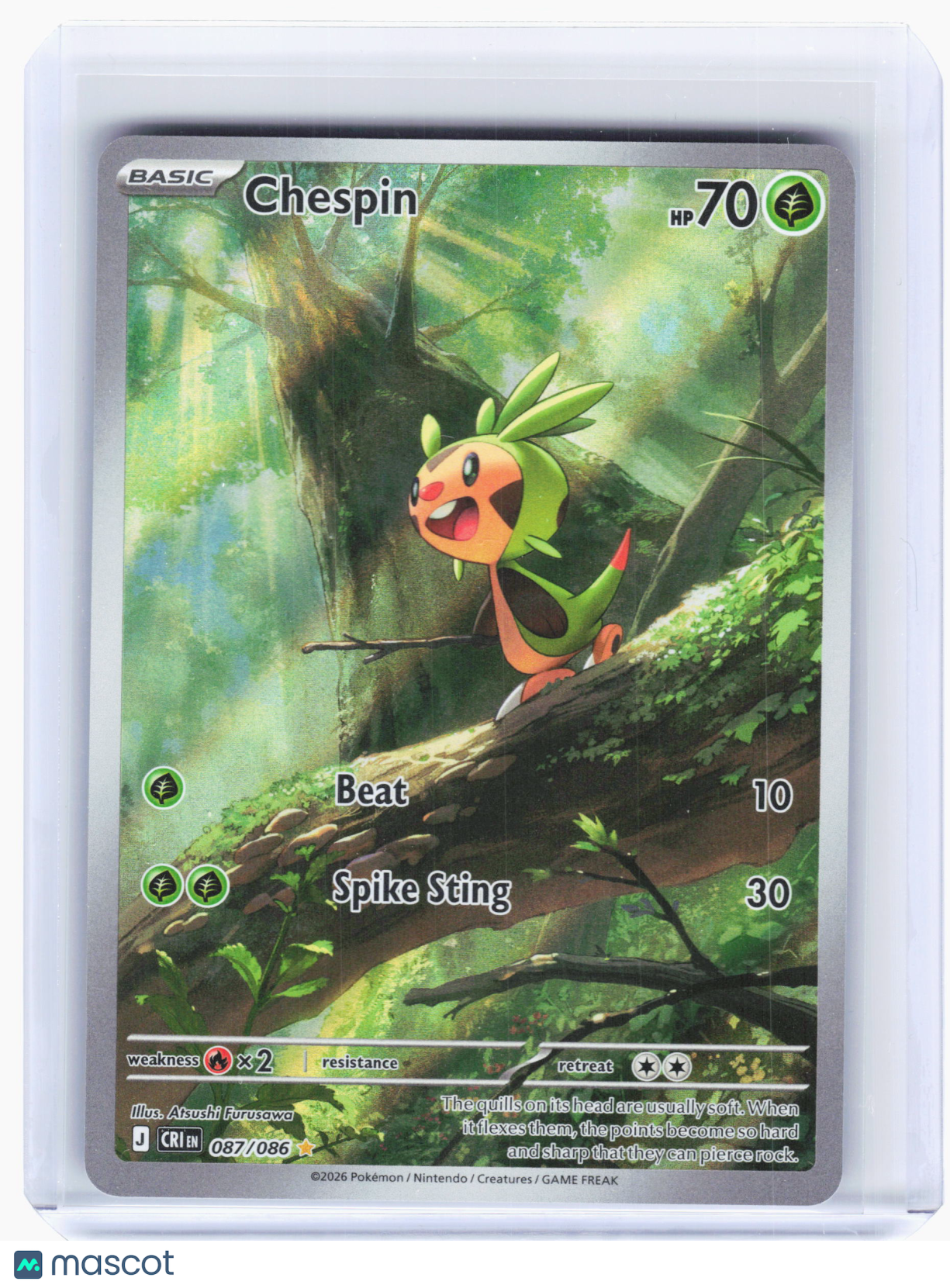 2026 Pokemon—Chespin #87 Chaos Rising—Illustration Rare Holo – Papa Joey's Collectibles