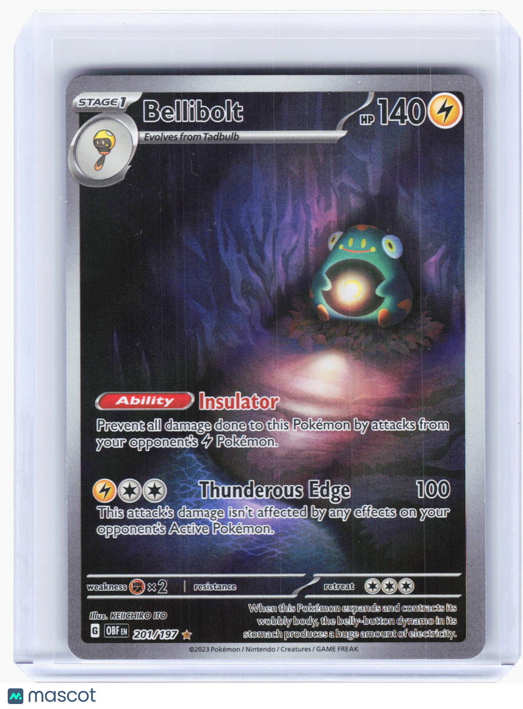 2023 Pokemon—Bellibolt #201 Obsidian Flames—Illustration Rare Holo