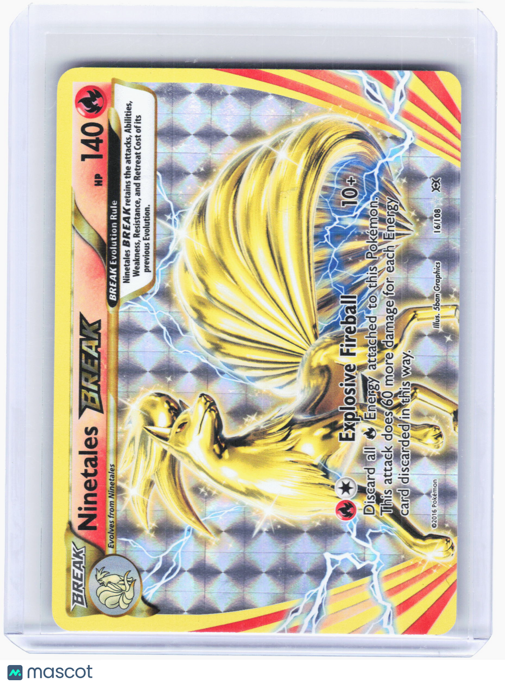 2016 Pokemon—Ninetales Break #16 Evolutions—Rare BREAK Holo