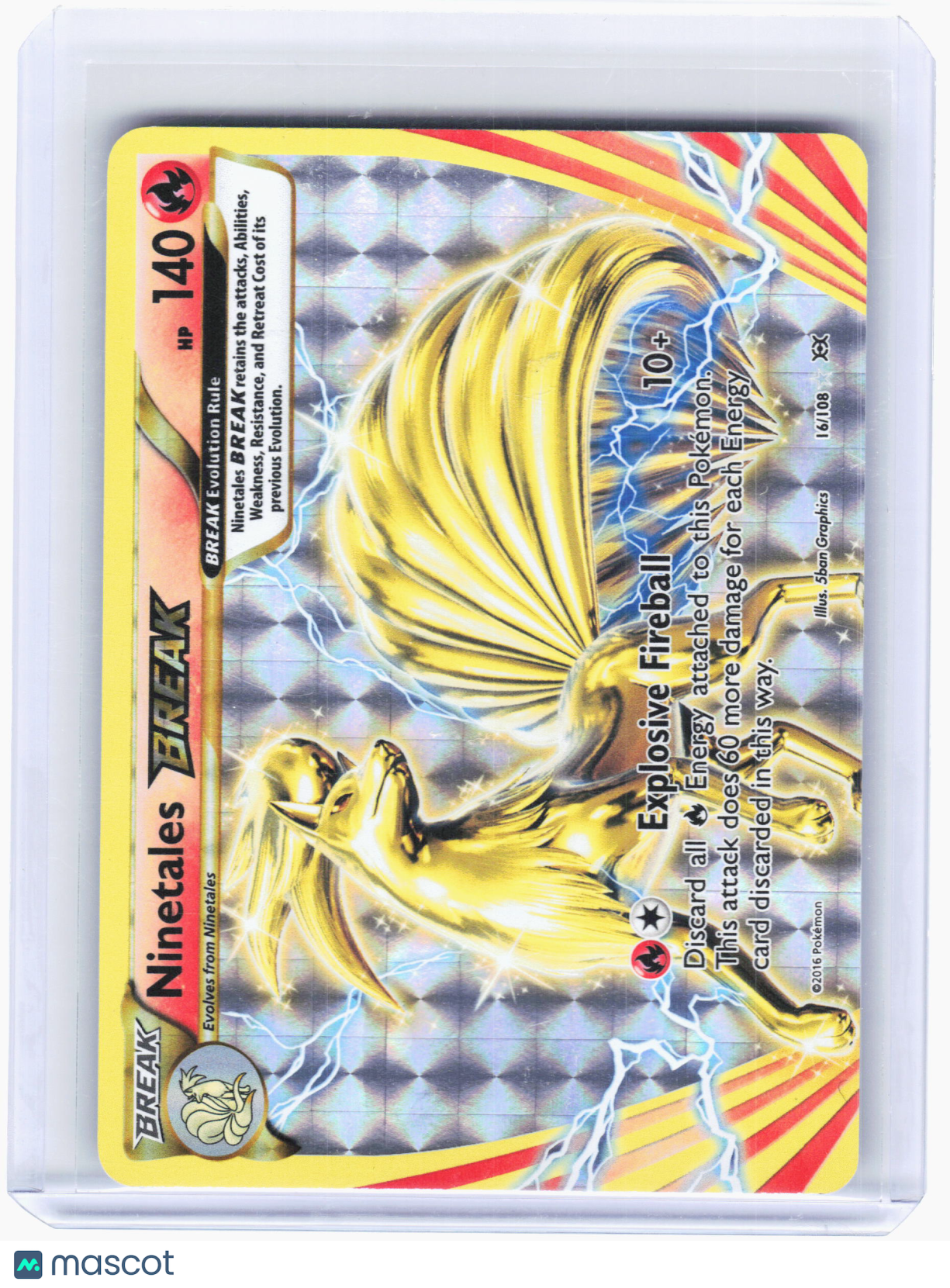 2016 Pokemon—Ninetales Break #16 Evolutions—Rare BREAK Holo