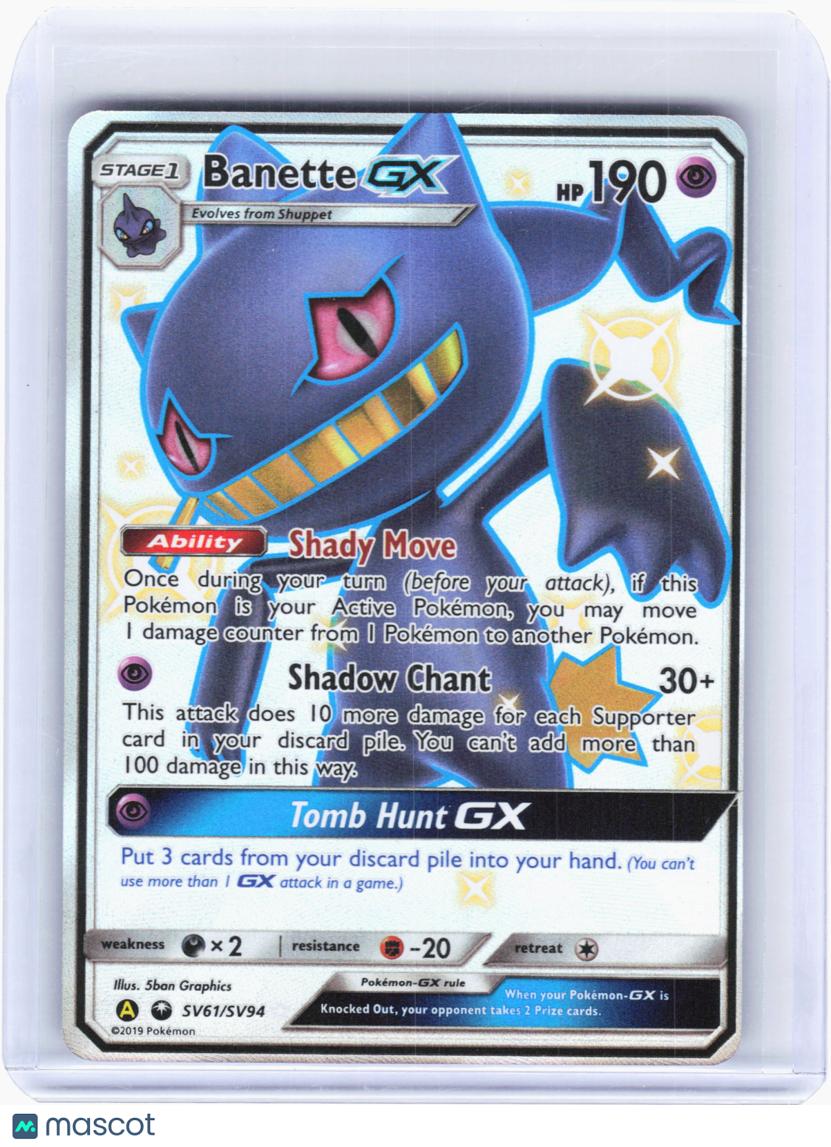 2019 Pokemon—Banette GX #SV61 Hidden Fates: Shiny Vault—Shiny Holo Rare Holo
