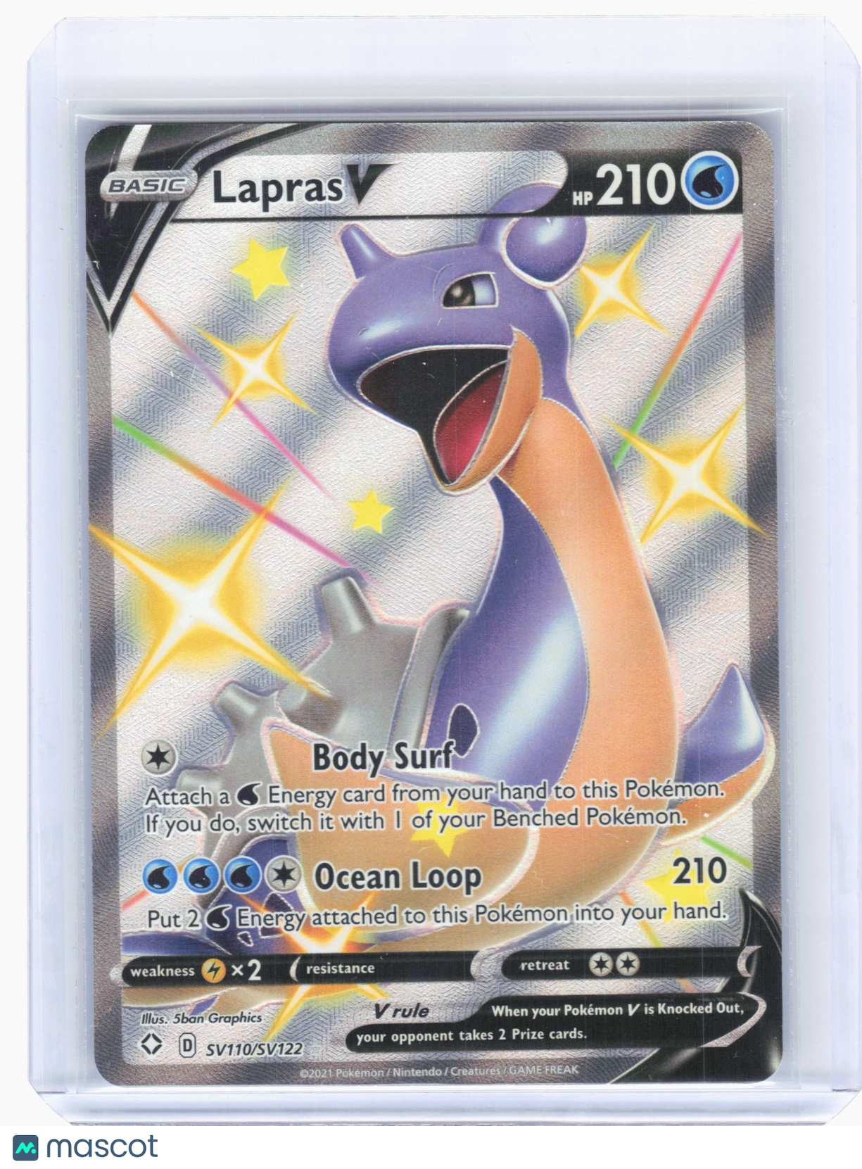 2021 Pokemon—Lapras V #SV110 Shining Fates: Shiny Vault—Shiny Holo Rare Holo