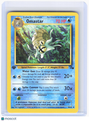 1999 Pokemon—Omastar #40/62 Fossil—Uncommon Non-Foil 1st Edition