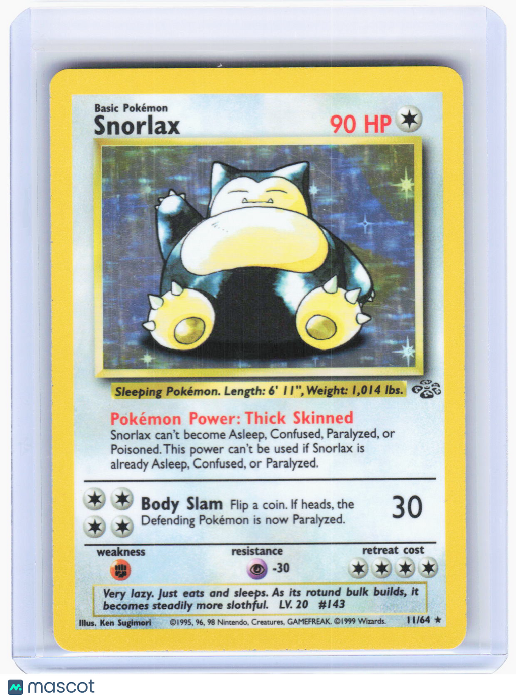 1999 Pokemon—Snorlax #11/64 Jungle—Holo Rare Holo (Lightly Played)