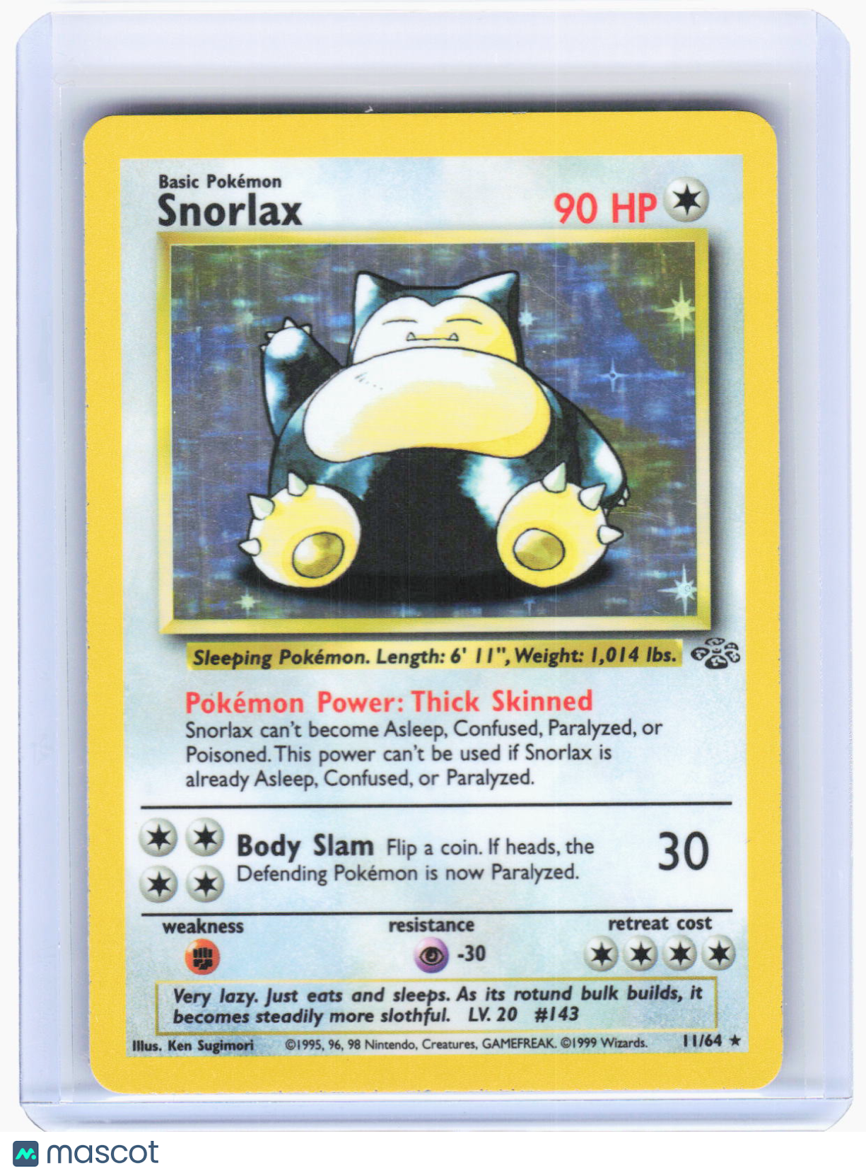 1999 Pokemon—Snorlax #11/64 Jungle—Holo Rare Holo (Lightly Played)