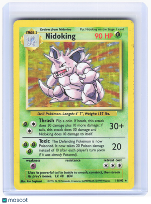 1999 Pokemon—Nidoking #11/102 Base Set—Holo Rare Holo (Damaged)
