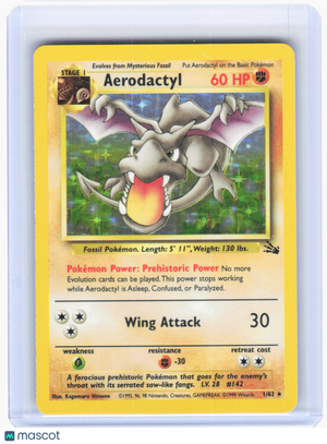 1999 Pokemon—Aerodactyl #1/62 Fossil—Holo Rare Holo (Lightly Played)