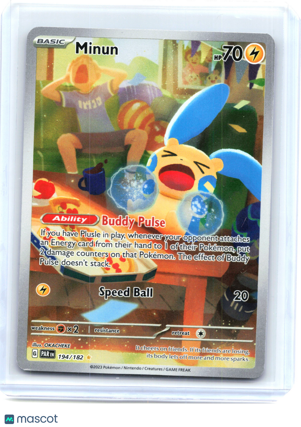 2023 Pokemon—Minun #194/182 Paradox Rift—Illustration Rare Holo [Lightly Played]