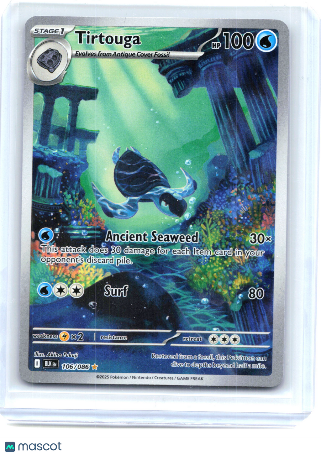 2025 Pokemon—Tirtouga #106/086 Black Bolt—Illustration Rare Holo[Lightly Played]