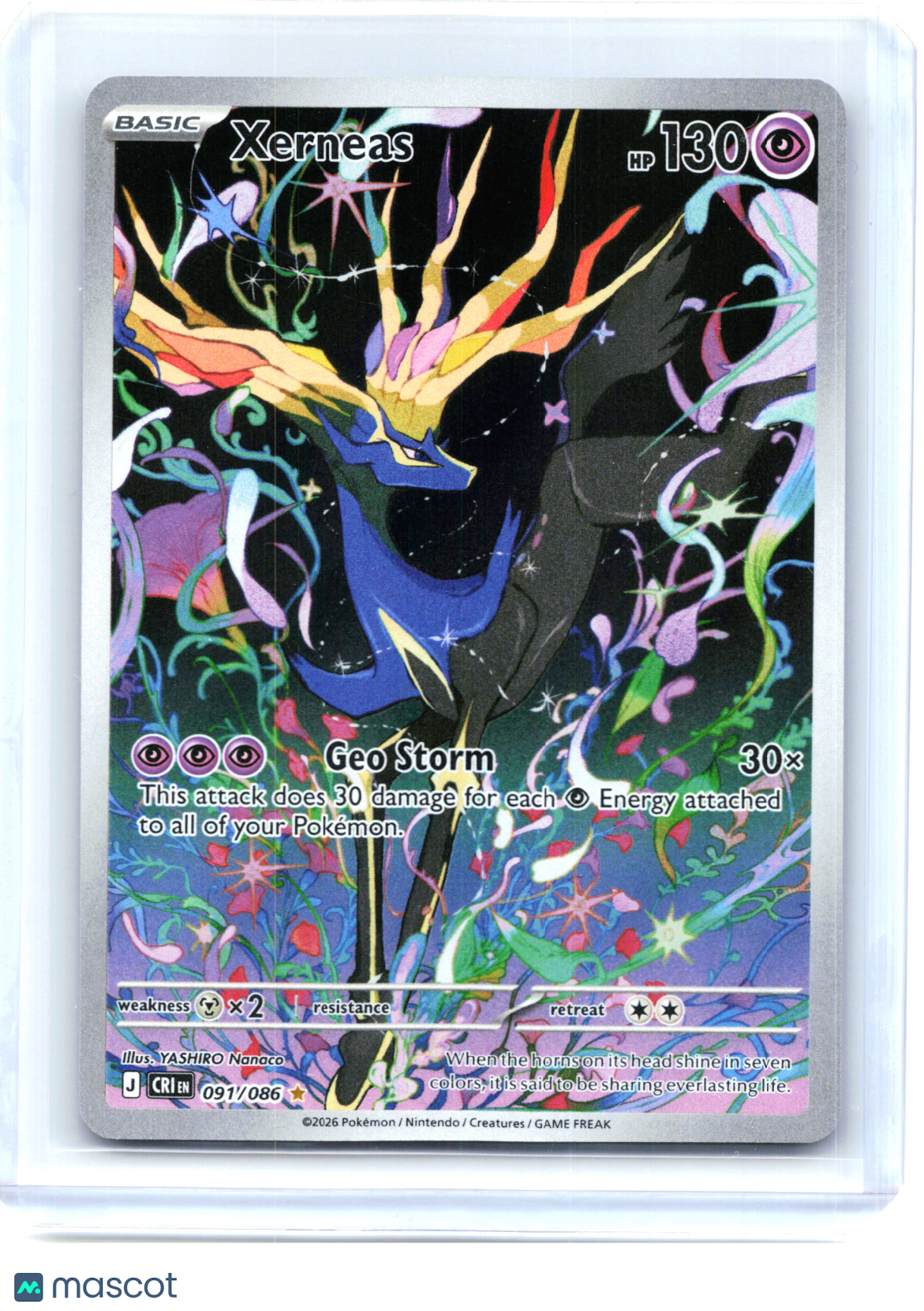 2026 Pokemon—Xerneas #91/86 Chaos Rising—Illustration Rare Holo