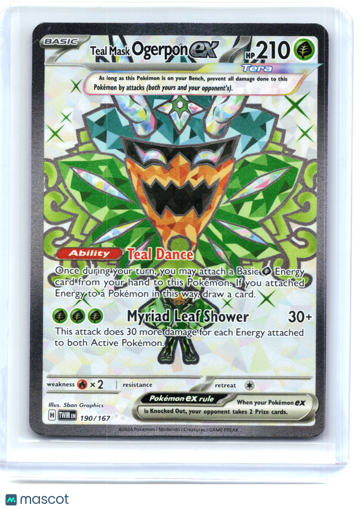 2024 Pokemon—Teal Mask Ogerpon ex #190/167 Twilight Masquerade—Ultra Rare Holo