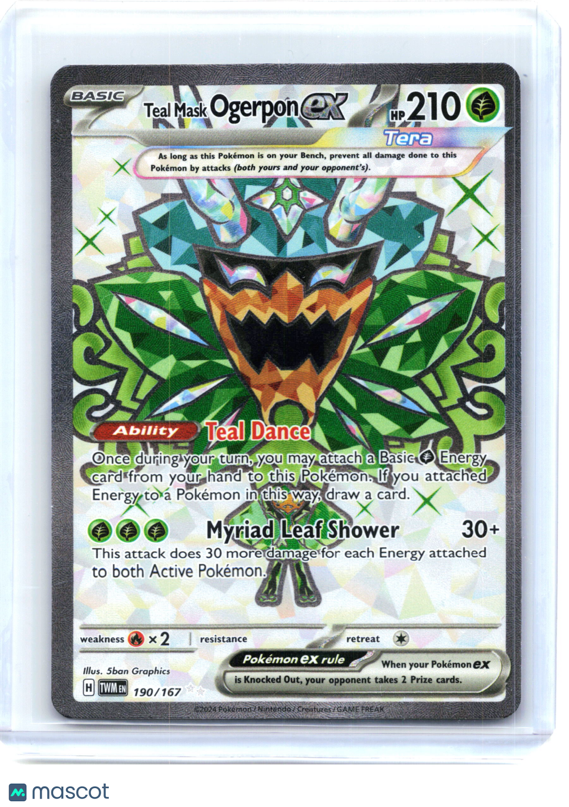 2024 Pokemon—Teal Mask Ogerpon ex #190/167 Twilight Masquerade—Ultra Rare Holo