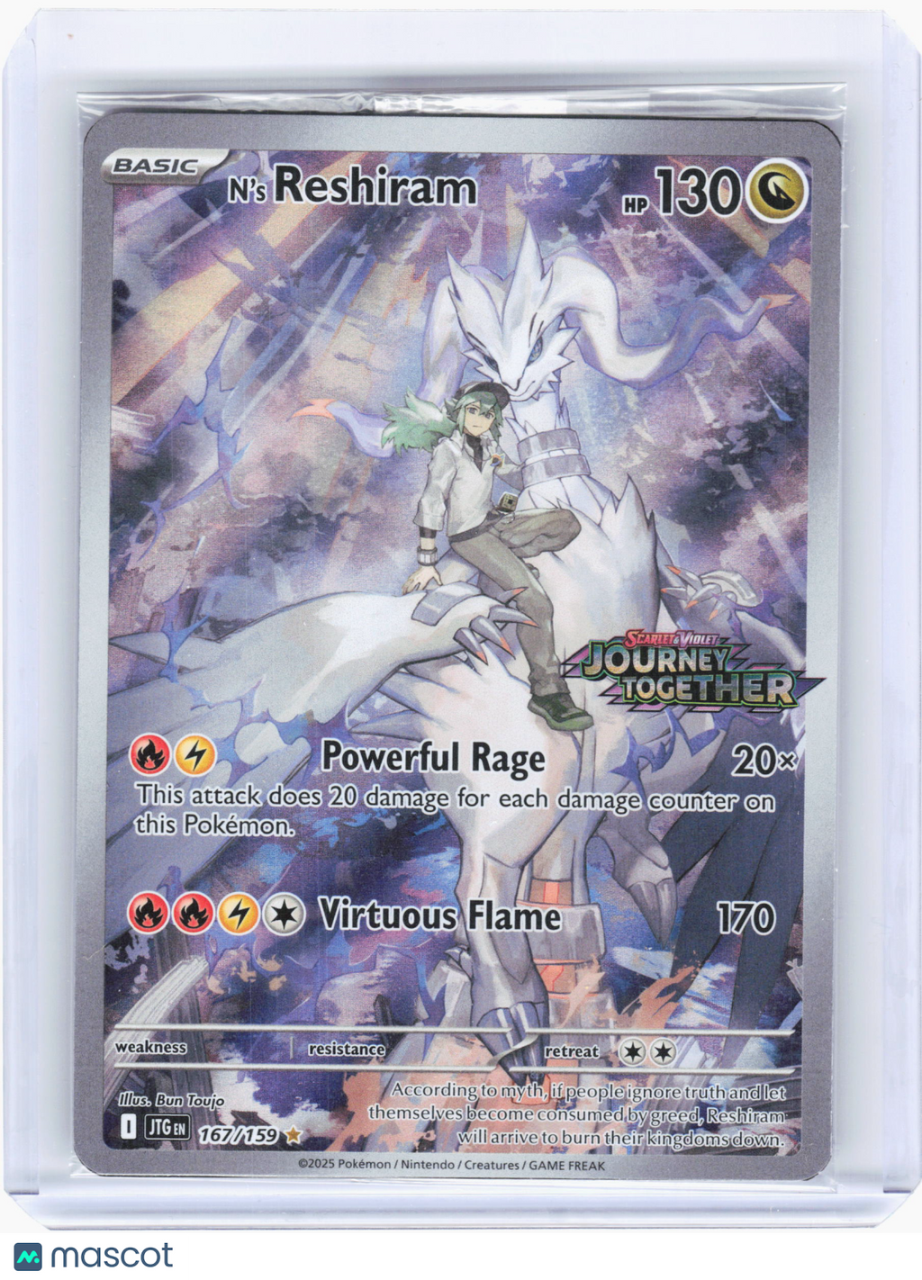 2025 Pokemon—N's Reshiram #167 Journey Together—IR Holo (Sealed) (JTG Stamped)