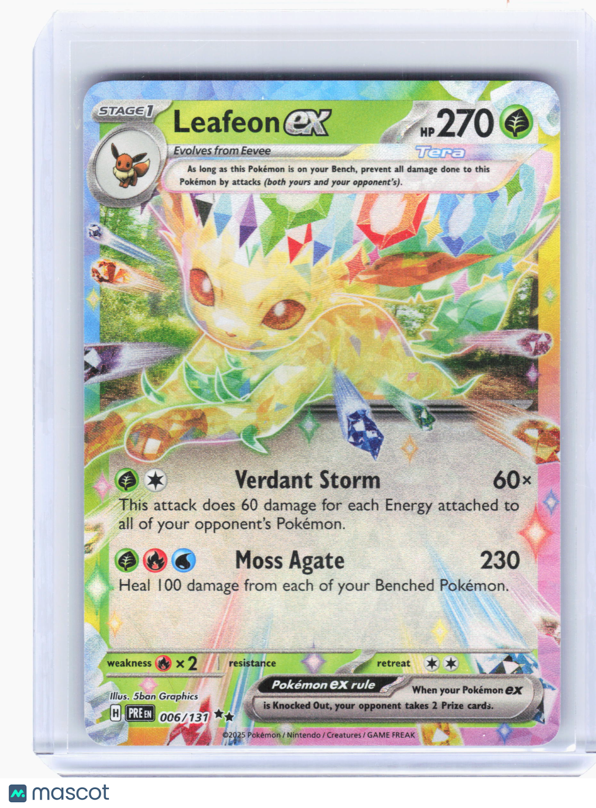 2025 Pokemon—Leafeon ex #6 Prismatic Evolutions—Double Rare Holo