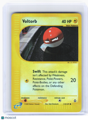 2002 Pokemon—Voltorb #115 Aquapolis—Common Reverse Holo [Moderately Played]