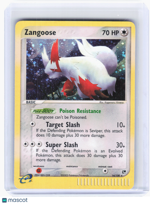 2003 Pokemon—Zangoose #14 EX Sandstorm—Holo Rare Holo [Moderately Played]