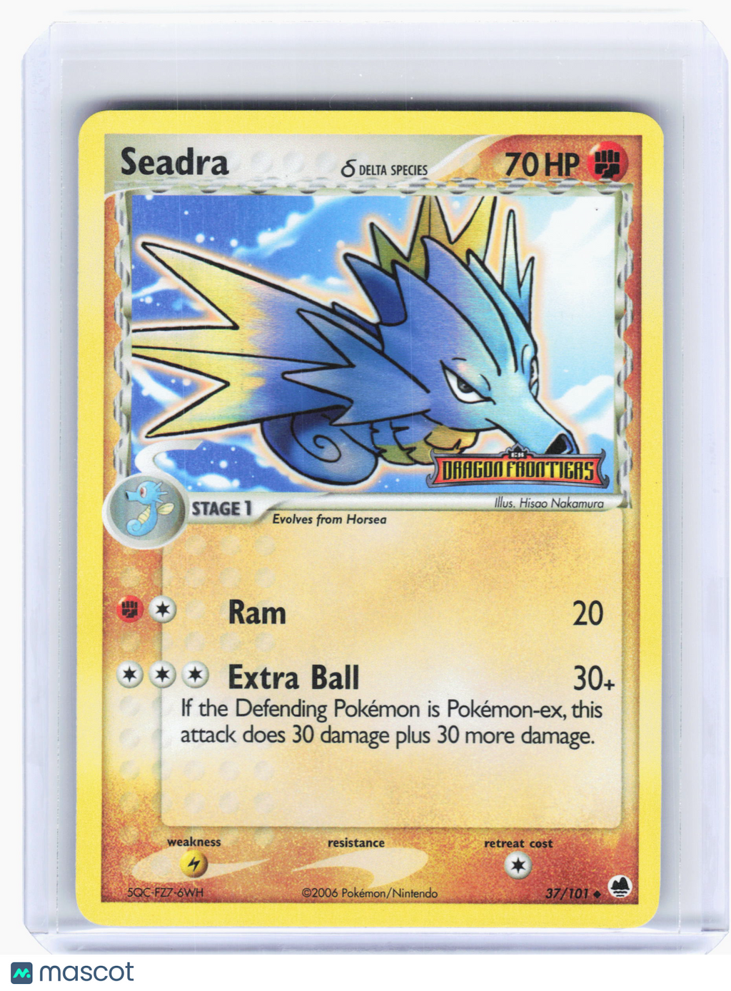 2006 Pokemon—Seadra #37 EX Dragon Frontiers—Uncommon Holo [HP] (Stamped)