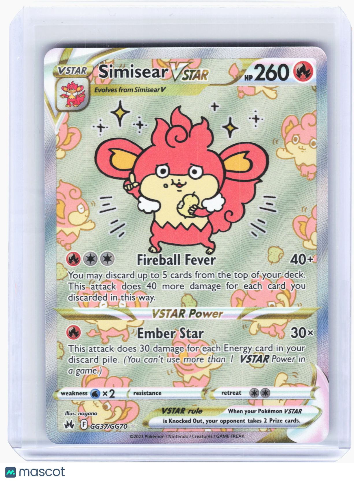 2023 Pokemon—Simisear VSTAR #GG37 Crown Zenith: Galarian Gallery—Ultra Rare Holo