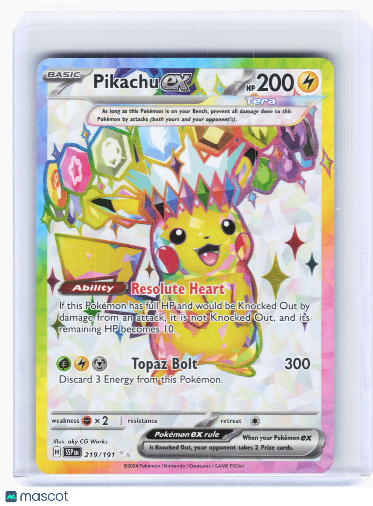 2024 Pokemon—Pikachu ex #219 Surging Sparks—Ultra Rare Holo