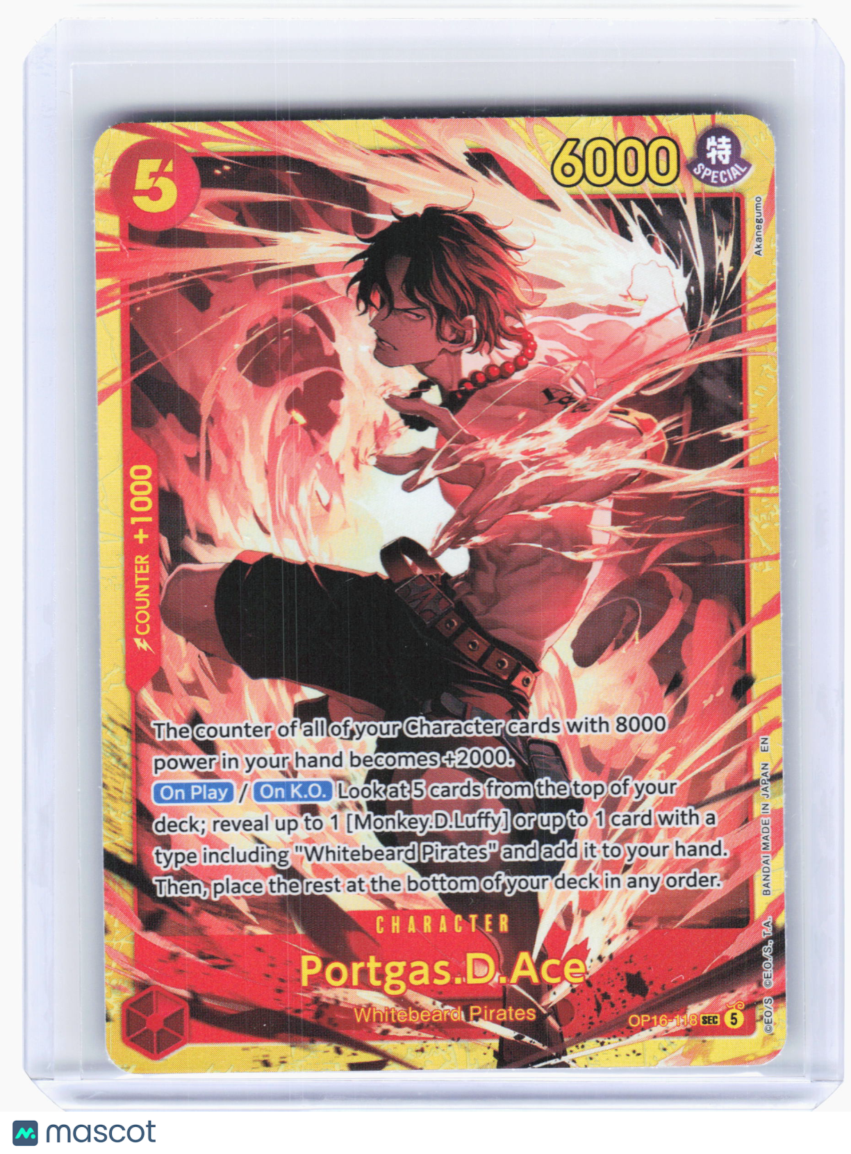 2026 One Piece—Portgas.D.Ace #OP16-118 The Time of Battle—Secret Rare Foil