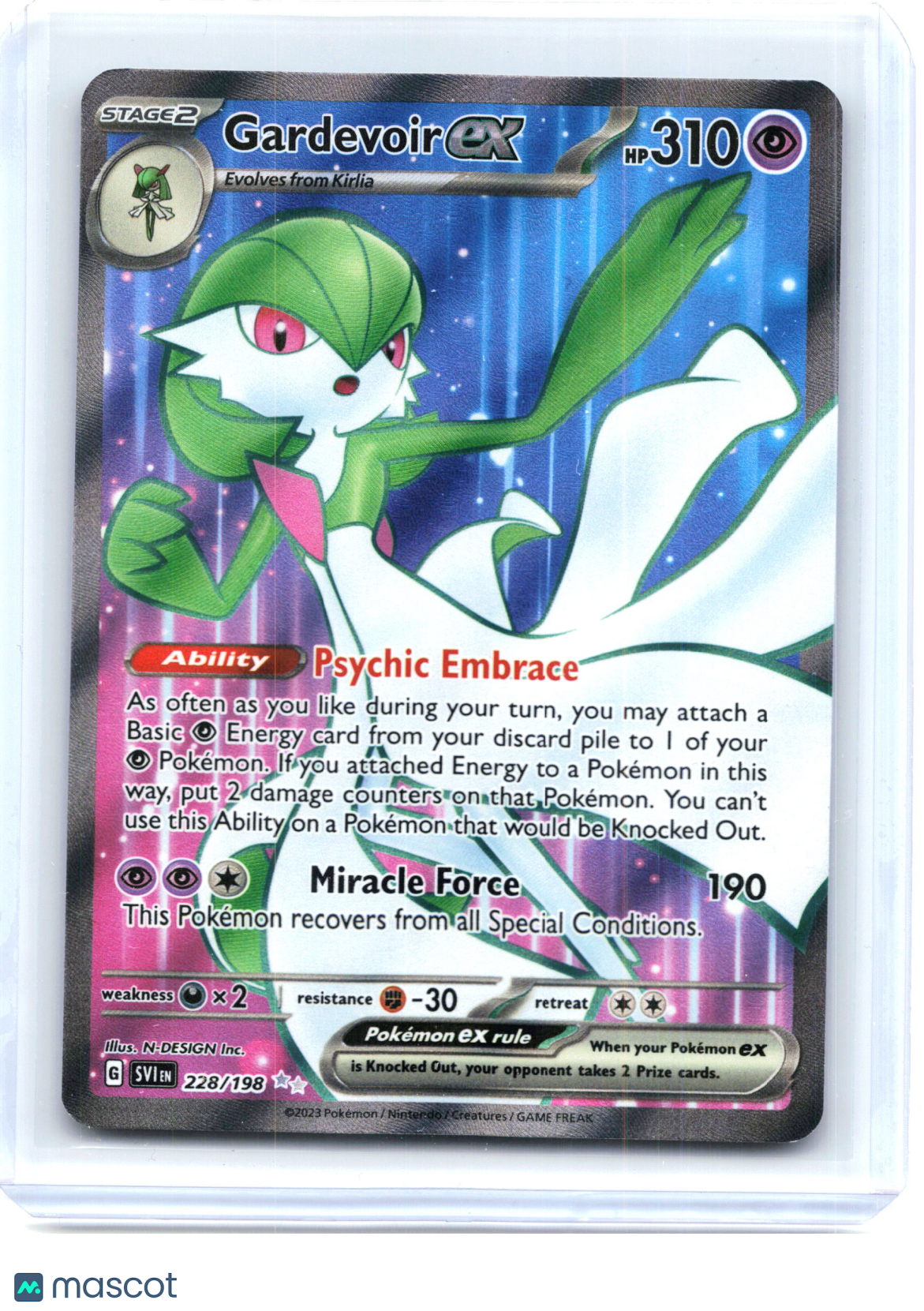 2023 Pokemon—Gardevoir ex #228/198 Scarlet & Violet Base Set—Ultra Rare Holo