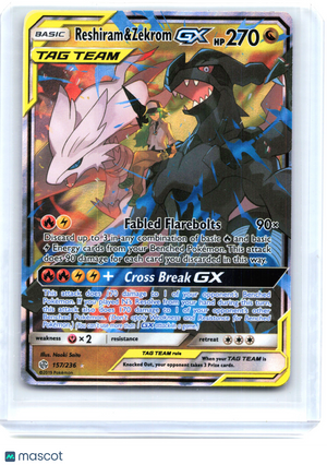 2019 Pokemon—Reshiram & Zekrom GX #157/236 Cosmic Eclipse—Ultra Rare Holo