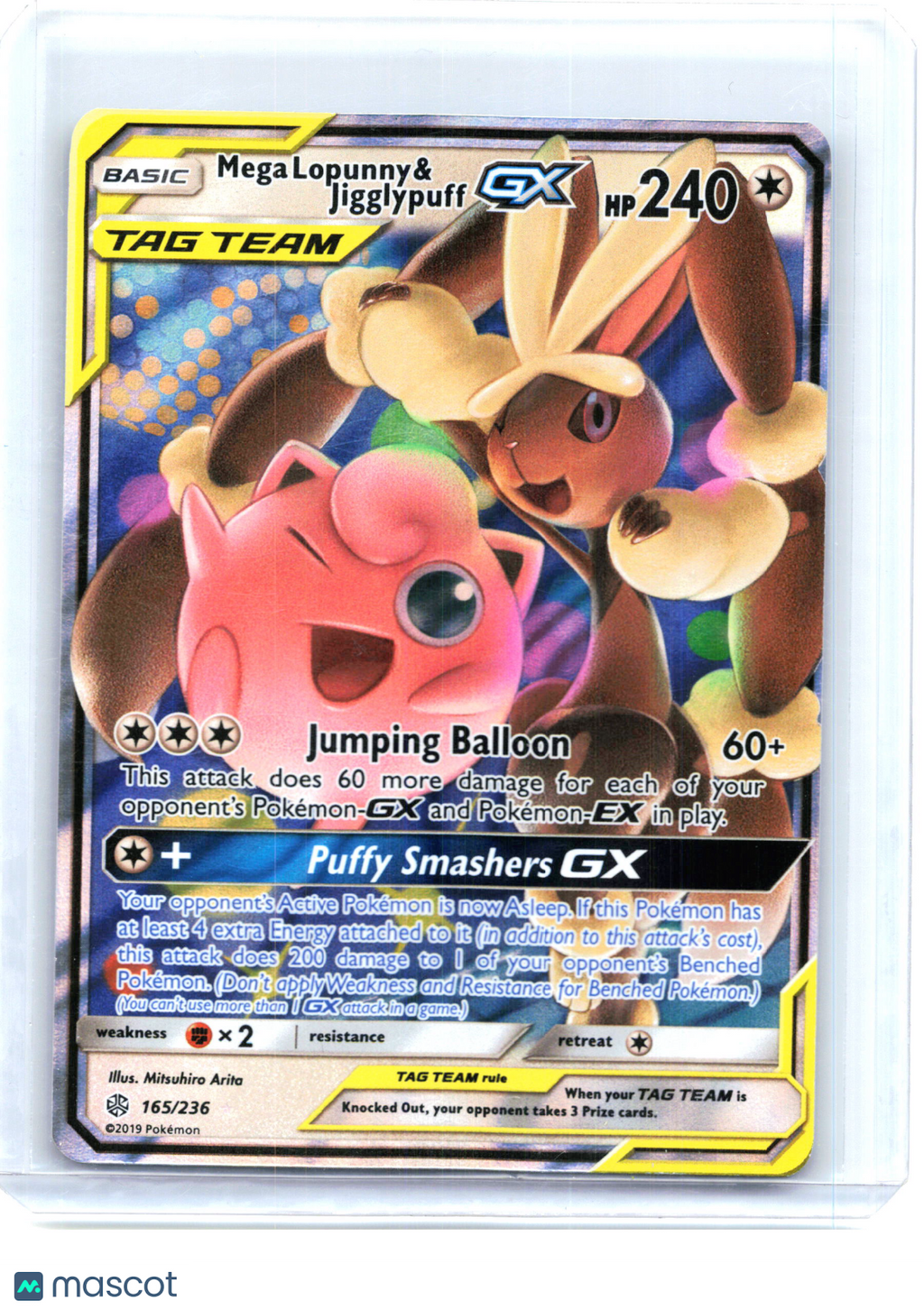2019 Pokemon—Mega Lopunny & Jigglypuff GX 165/236 Cosmic Eclipse—Ultra Rare Holo