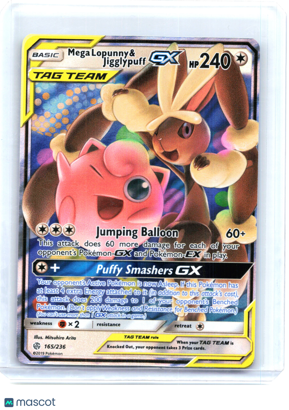 2019 Pokemon—Mega Lopunny & Jigglypuff GX 165/236 Cosmic Eclipse—Ultra Rare Holo