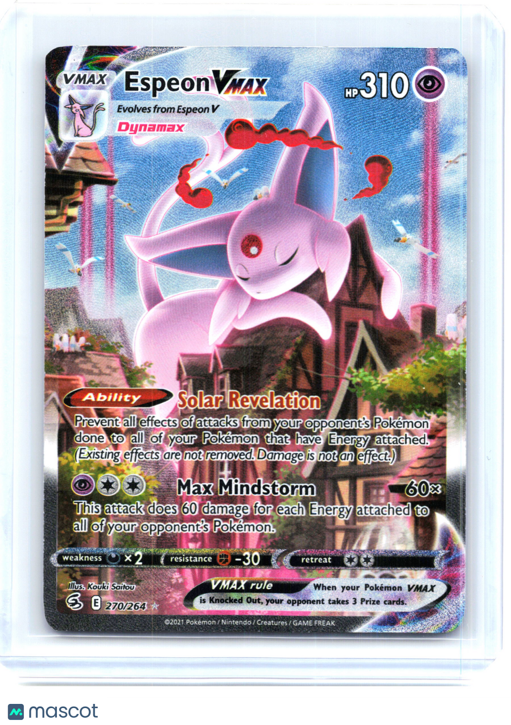 2021 Pokemon—Espeon VMAX #270/264 Fusion Strike—Secret Rare Holo