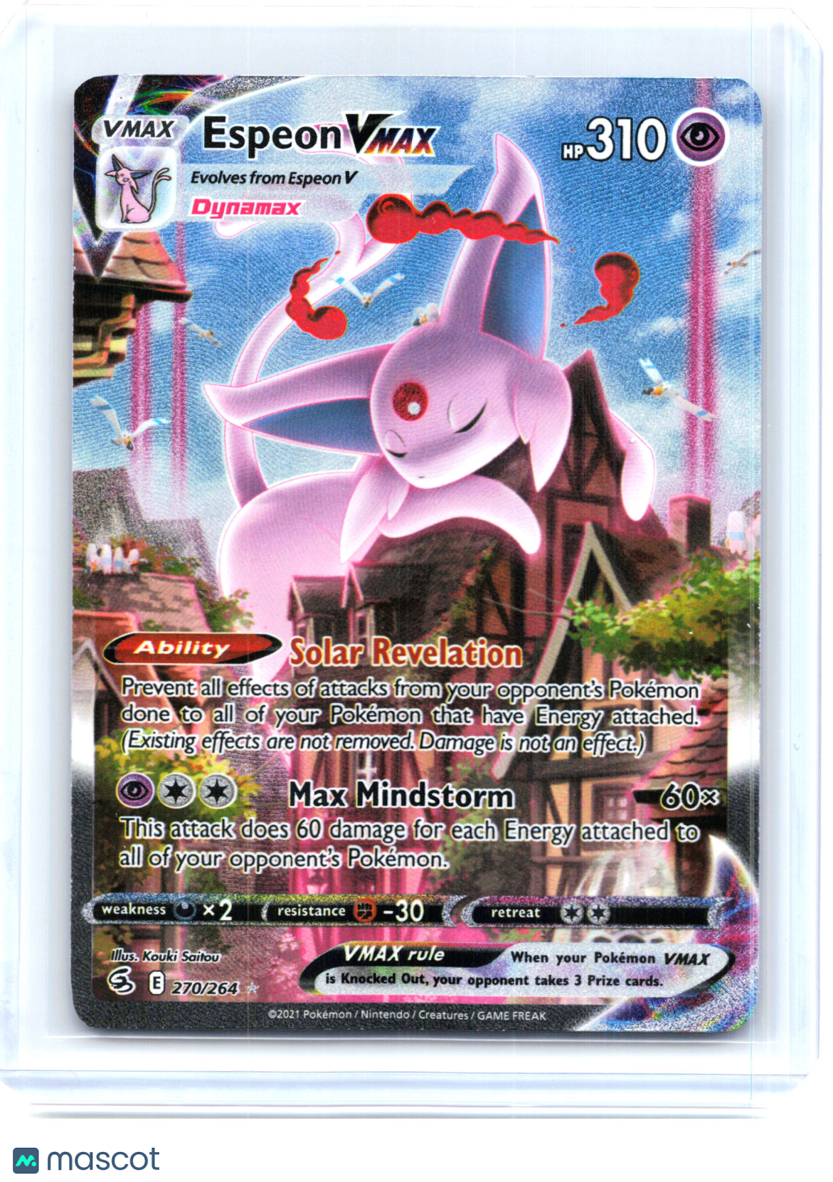 2021 Pokemon—Espeon VMAX #270/264 Fusion Strike—Secret Rare Holo