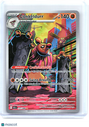 2025 Pokemon—Conkeldurr #127/086 Black Bolt—Illustration Rare Holo