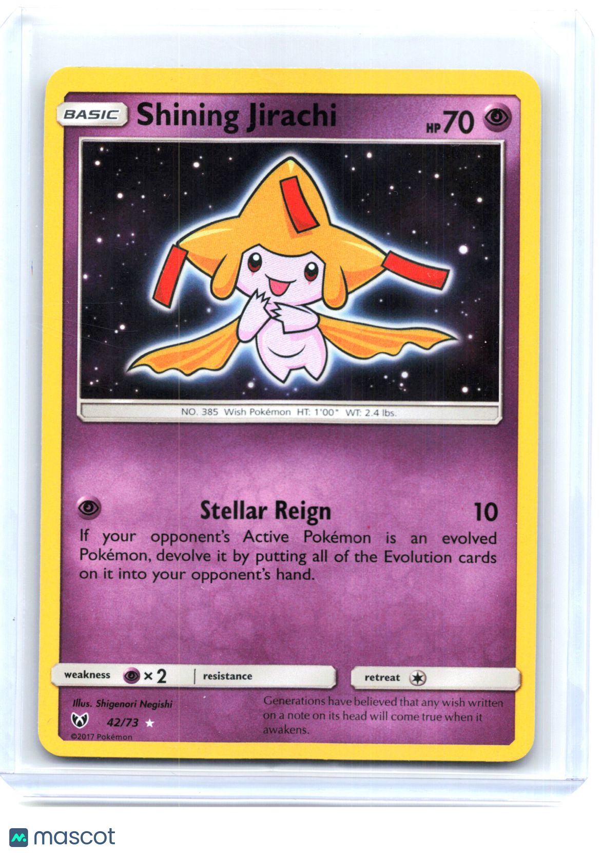 2017 Pokemon—Shining Jirachi #42/73 Shining Legends—Shiny Holo Rare Holo