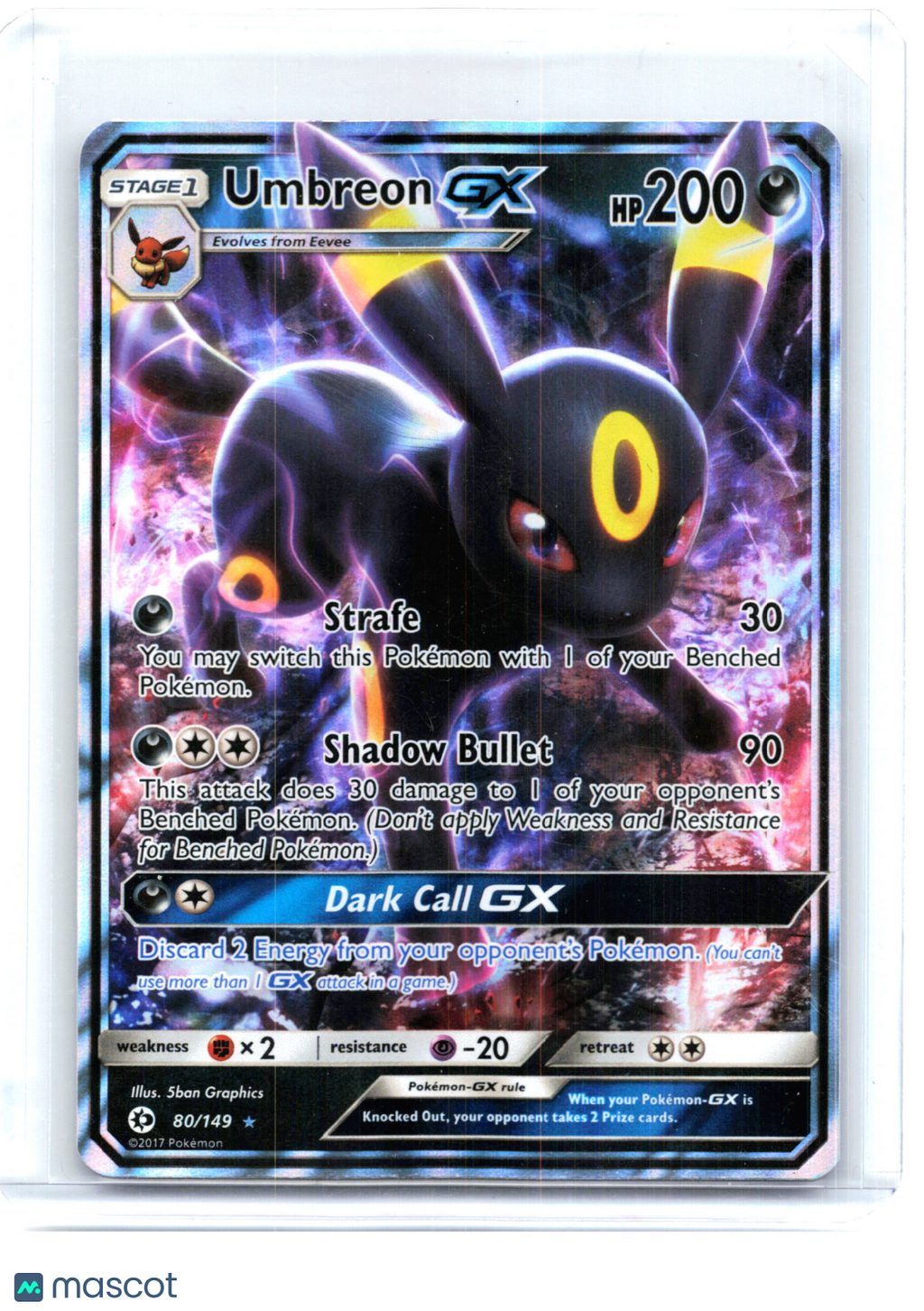 2017 Pokemon—Umbreon GX #80/149 SM Base Set—Ultra Rare Holo