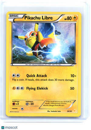 2016 Pikachu Libre #30/30 XY Trainer Kit: Pikachu Libre & Suicune—Common Holo