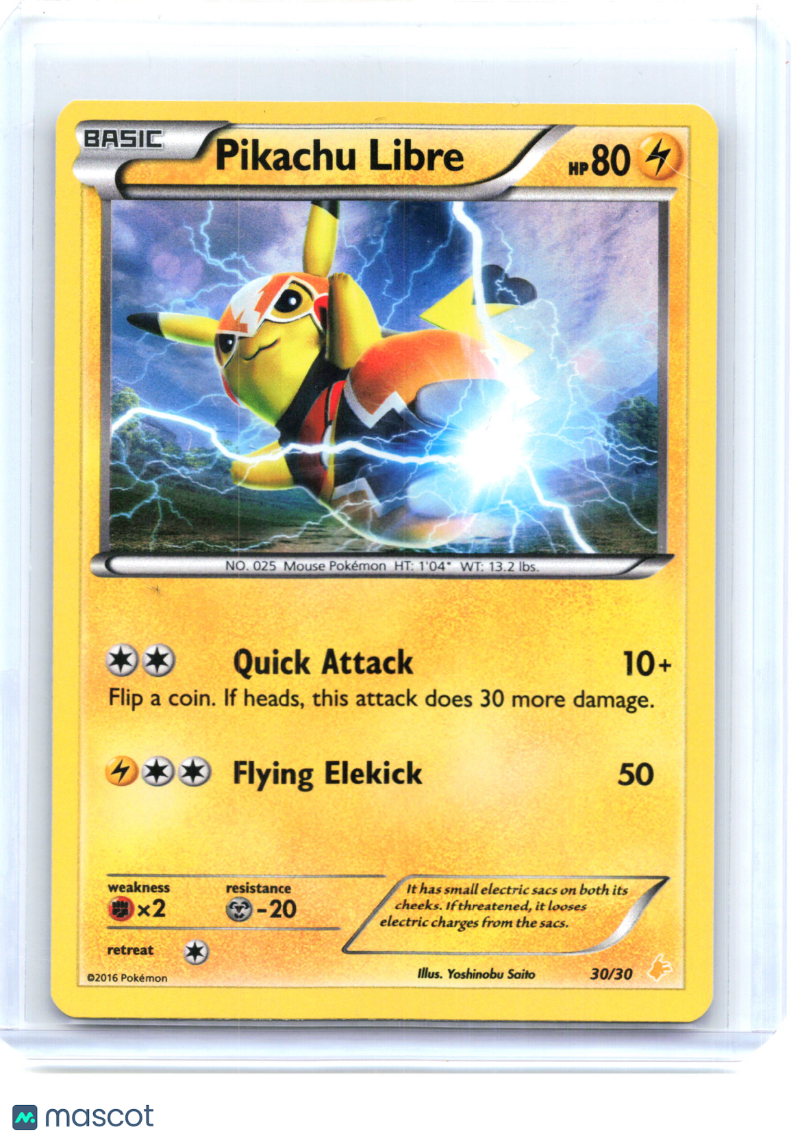2016 Pikachu Libre #30/30 XY Trainer Kit: Pikachu Libre & Suicune—Common Holo